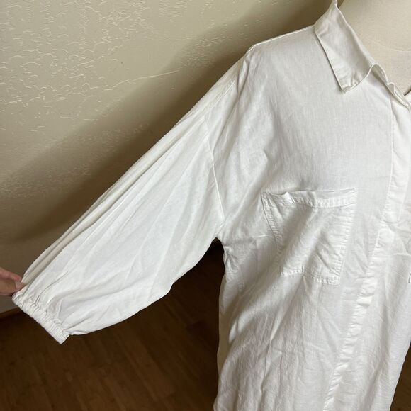 Young Fabulous & Broke Shirt Dress Size Small White Linen Button Down Oversized - Picture 6 of 9